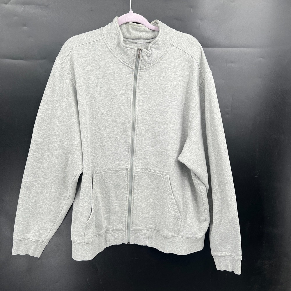 LL Bean traditional fit full zip sweatshirt gray active lounge outdoor cabincore